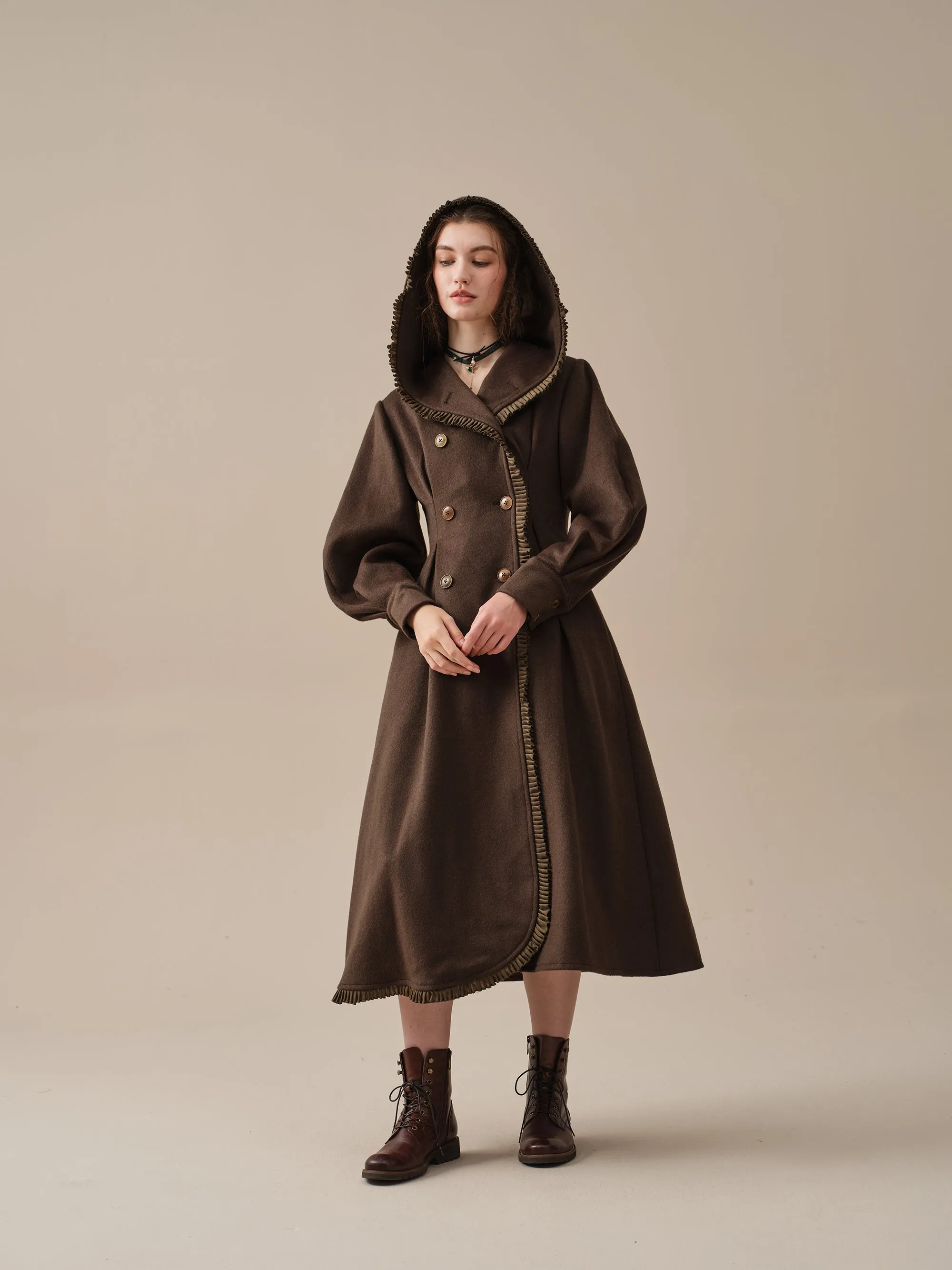 25-Year-Old Jacques Long Hooded Victorian Coat - Luxurious 100% Wool