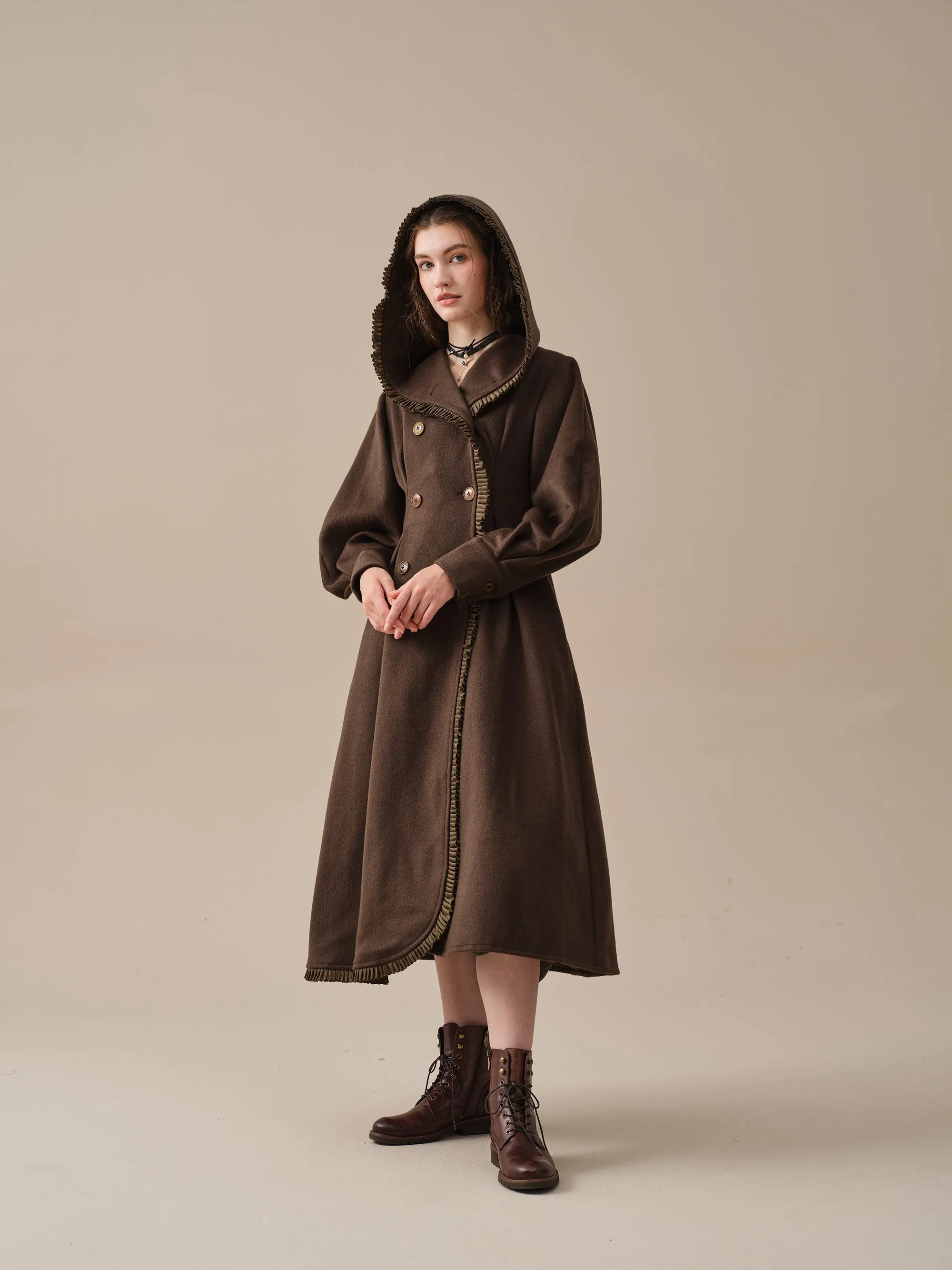 25-Year-Old Jacques Long Hooded Victorian Coat - Luxurious 100% Wool