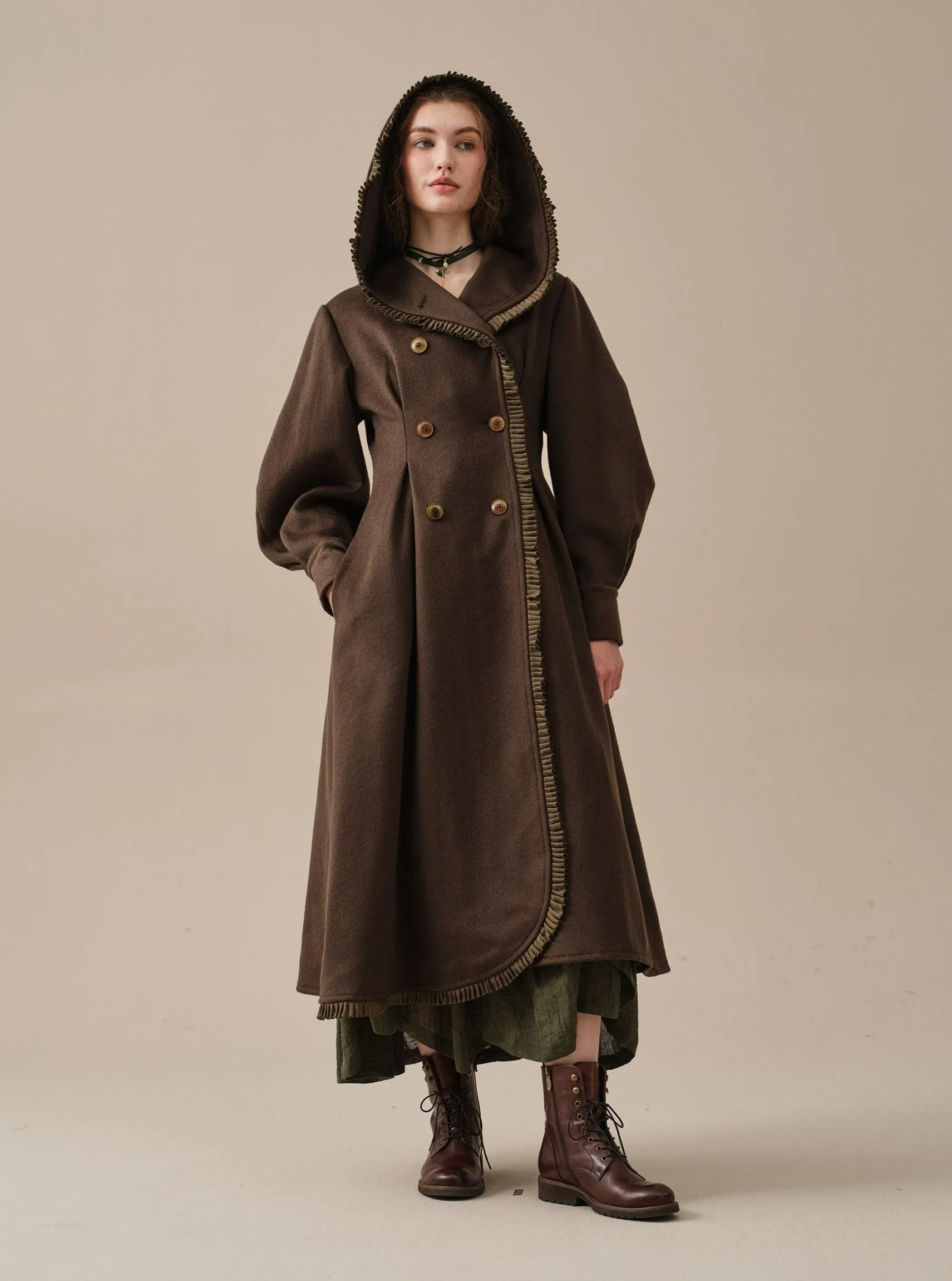25-Year-Old Jacques Long Hooded Victorian Coat - Luxurious 100% Wool
