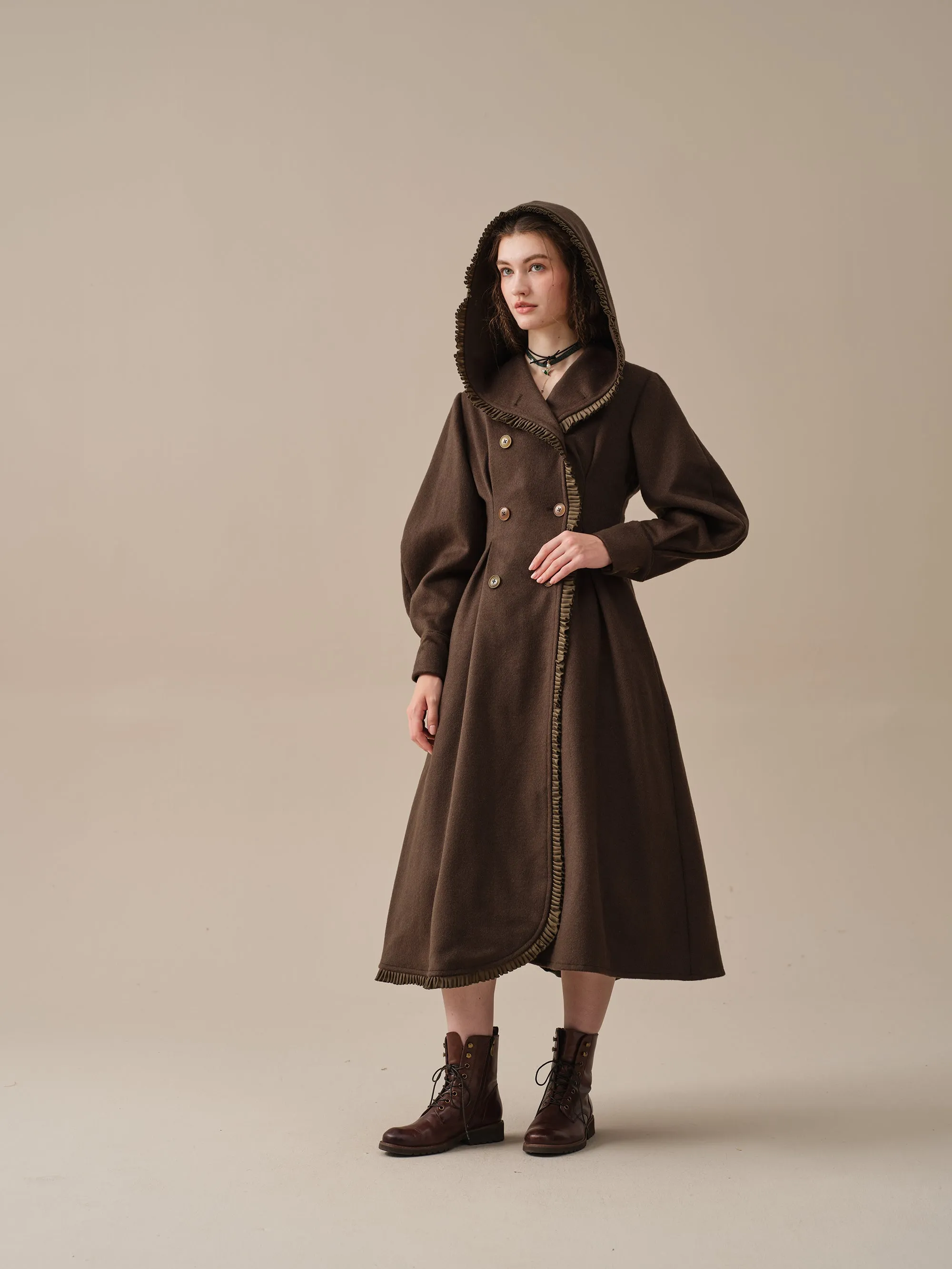 25-Year-Old Jacques Long Hooded Victorian Coat - Luxurious 100% Wool