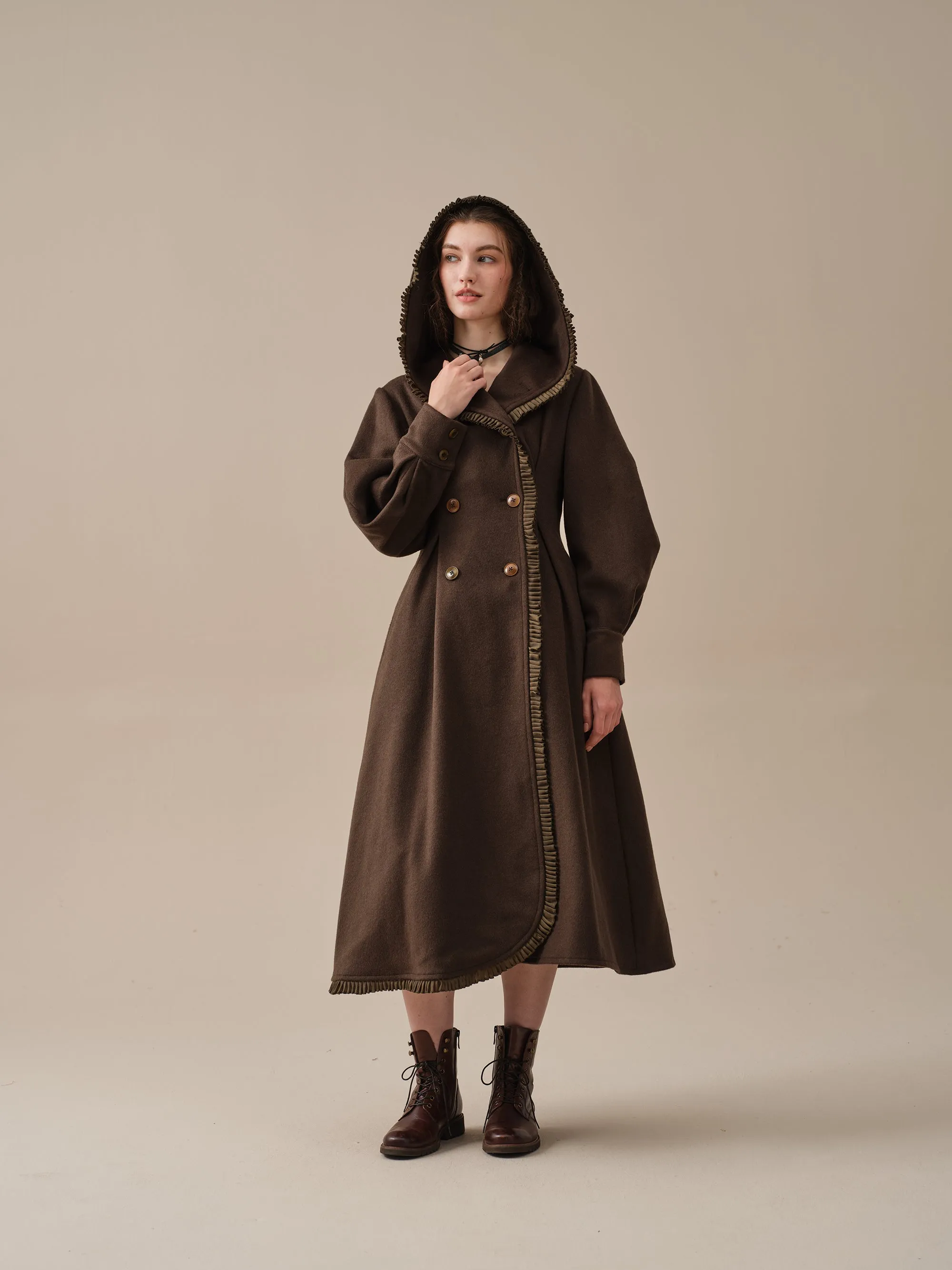 25-Year-Old Jacques Long Hooded Victorian Coat - Luxurious 100% Wool