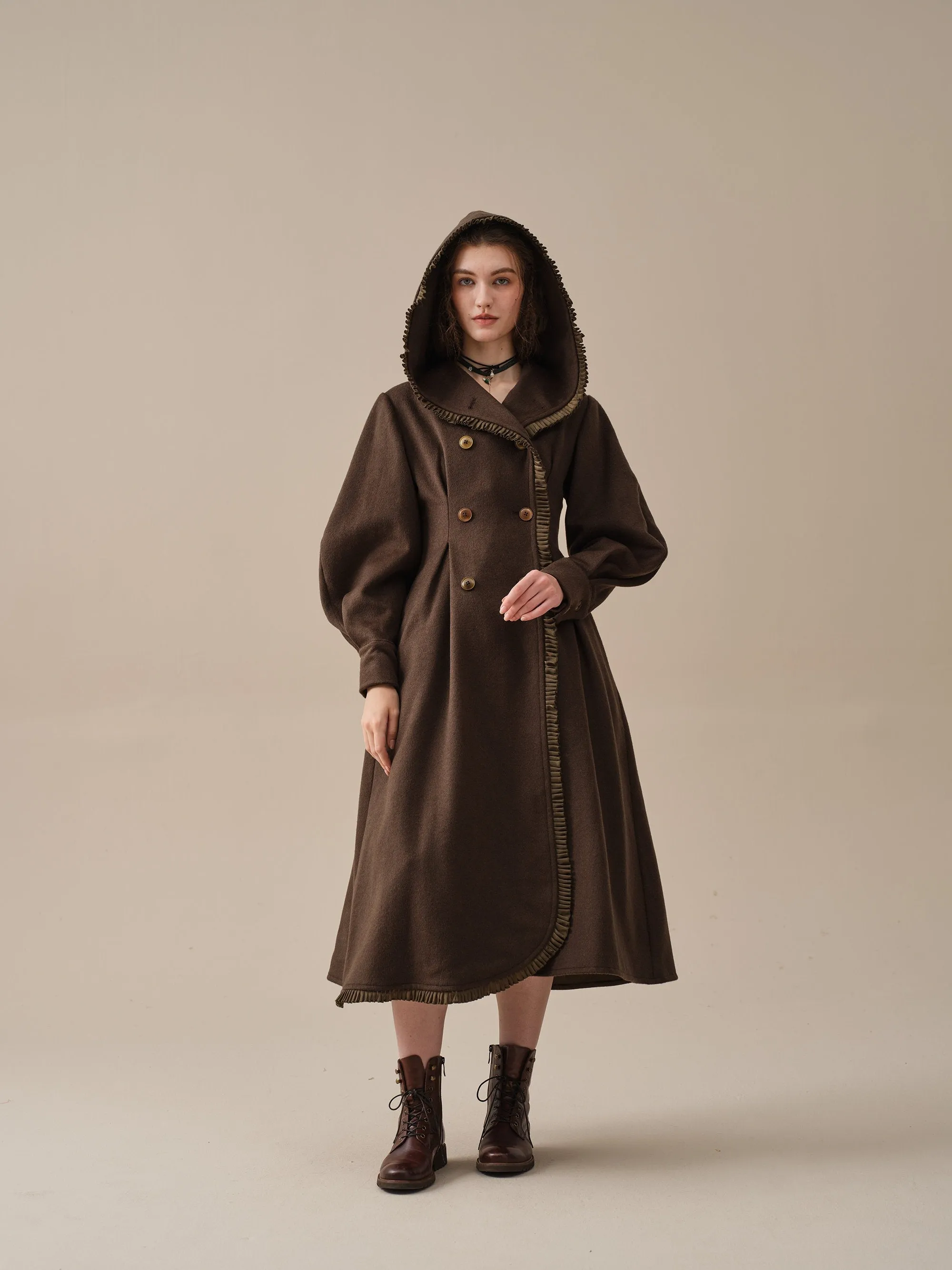25-Year-Old Jacques Long Hooded Victorian Coat - Luxurious 100% Wool