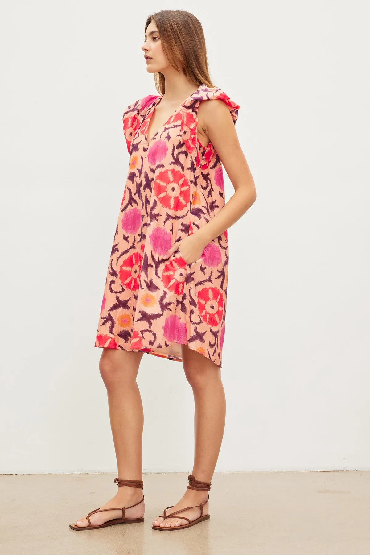 JENNA PRINTED SILK COTTON VOILE DRESS
