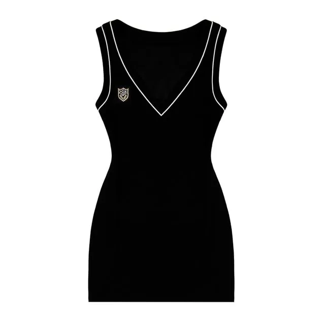 Korean Preppy Style Black Vest Dress