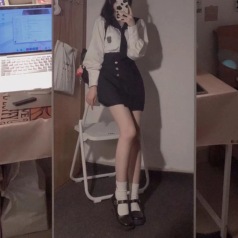 Korean Sailor Uniforms College Style JK Skirt Suit