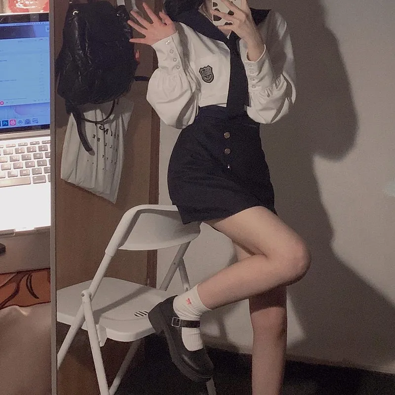 Korean Sailor Uniforms College Style JK Skirt Suit