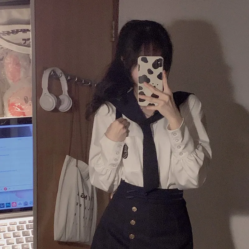 Korean Sailor Uniforms College Style JK Skirt Suit