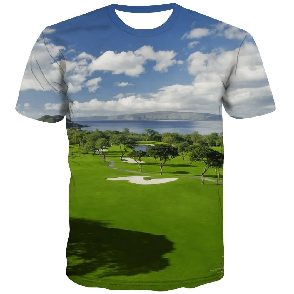 Lawn T-shirt Men Golf T shirts Funny Forest Tshirt Anime Natural Shirt Print Game T-shirts 3d