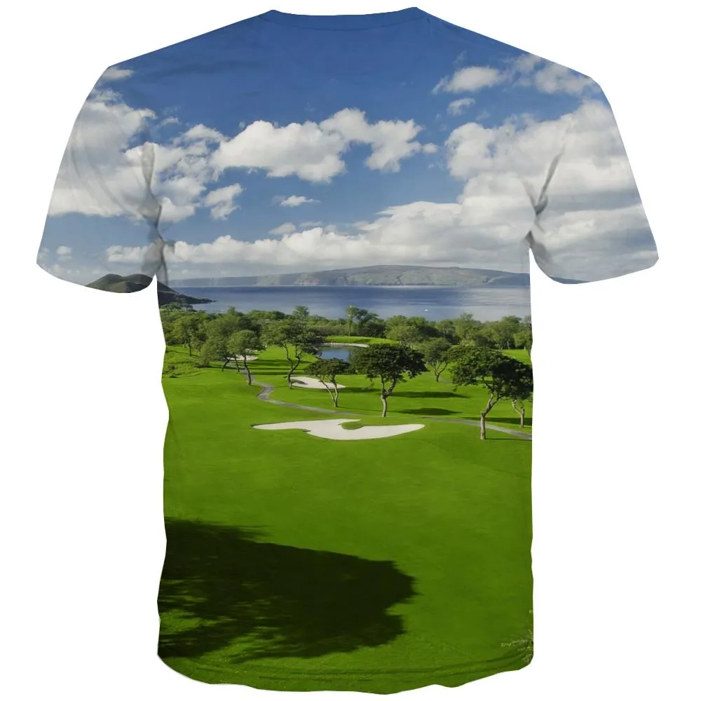 Lawn T-shirt Men Golf T shirts Funny Forest Tshirt Anime Natural Shirt Print Game T-shirts 3d