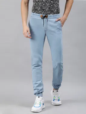 Men's Ice Blue Slim Fit Washed Jogger Jeans Stretch