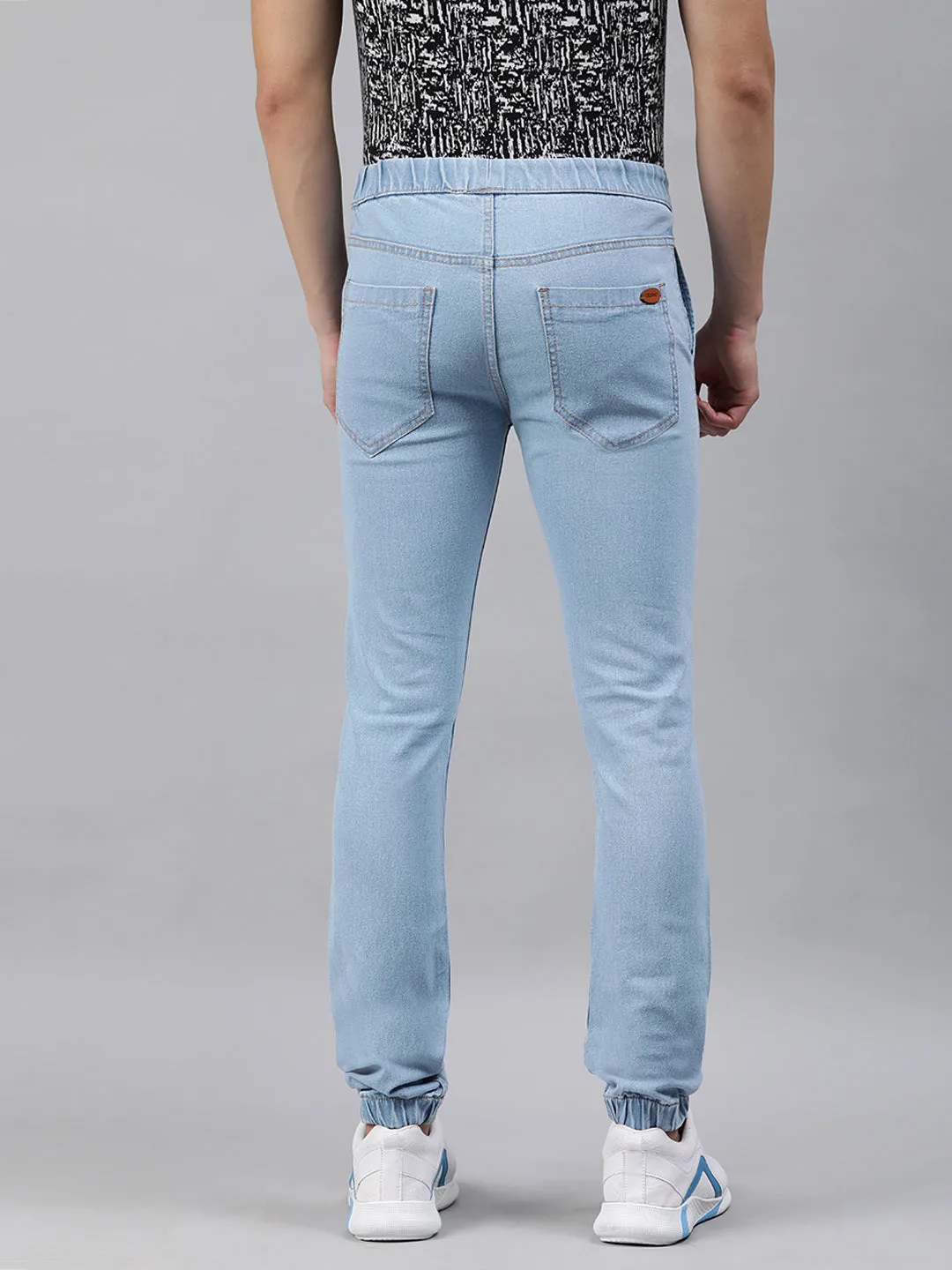 Men's Ice Blue Slim Fit Washed Jogger Jeans Stretch