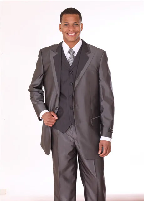 Milano Moda 5907V-BLK Mens Suit
