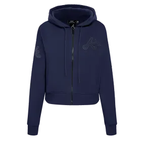 MLB ATLANTA BRAVES TRIPLE TONAL WOMEN'S DK FZ HOODIE (MIDNIGHT NAVY)