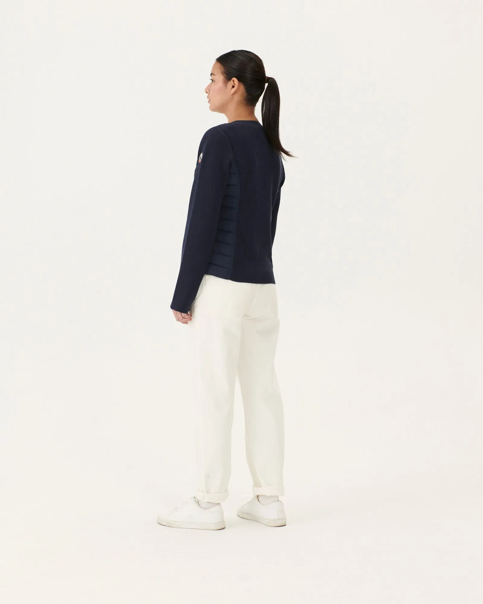 Navy Almeria lightweight bi-fabric puffer jacket