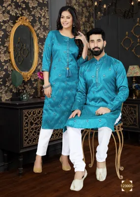 Occasion Special Couple Combo of Kurta with Payjama and Kurti with Pants