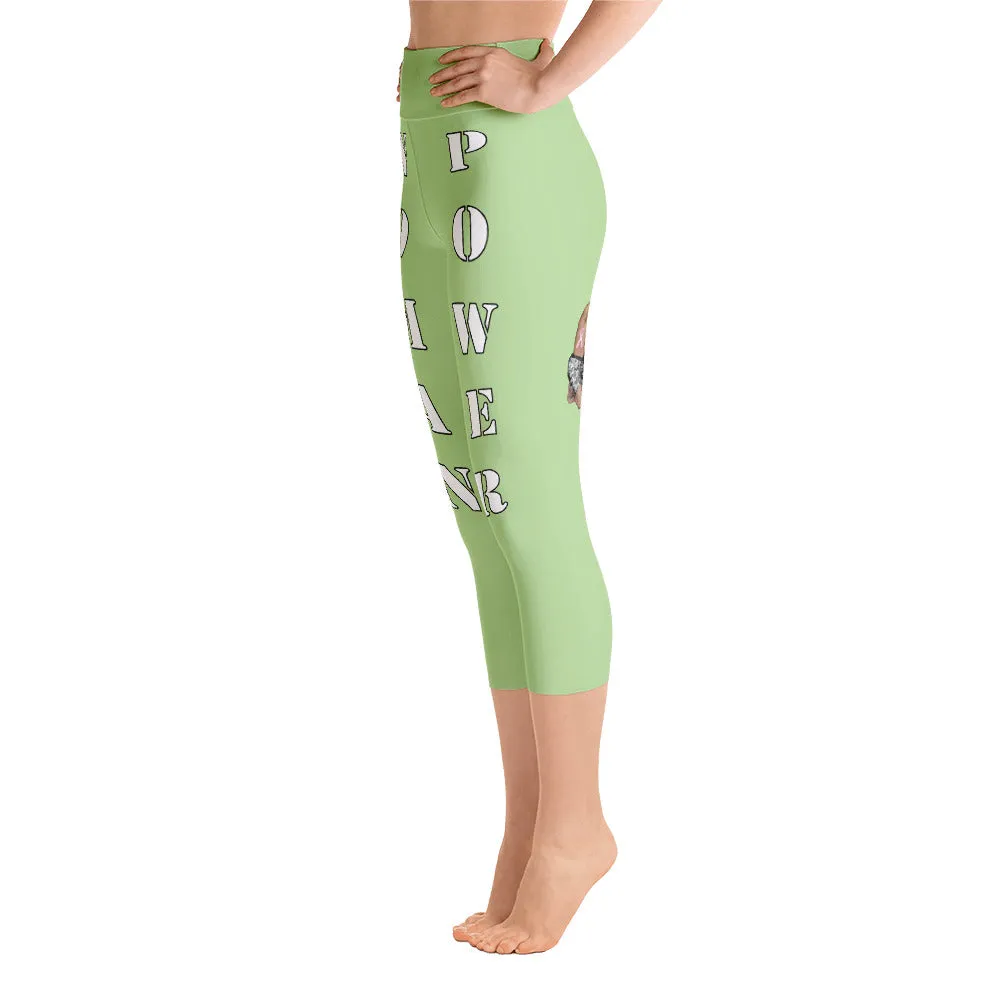 Our best viral leggings pale green woman power white letters