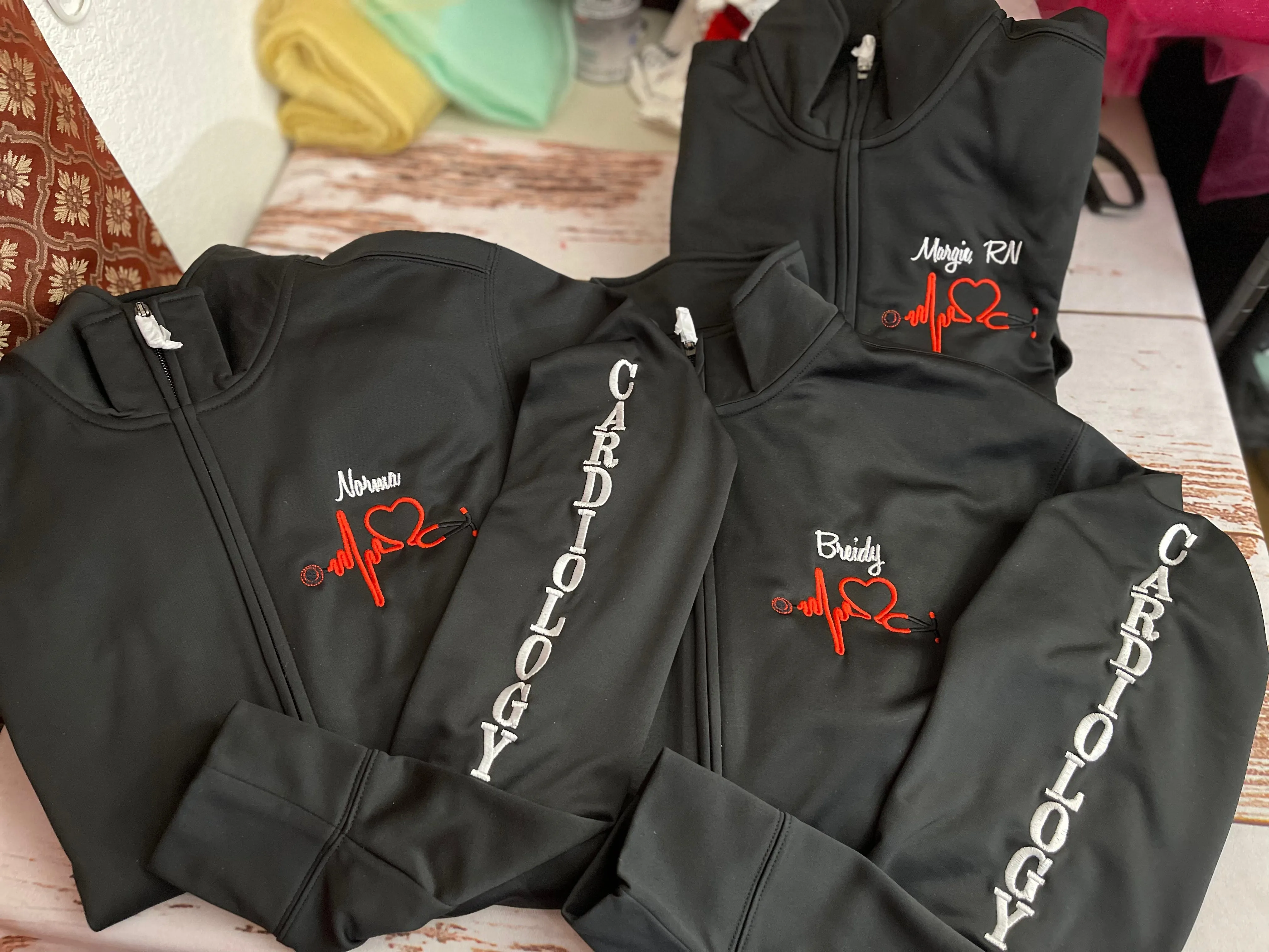 Personalized Nurse Full Zippered Jacket Sweatshirt | Personalized Nurse Polyester Jacket|Personalized Ladies Nurse/Doctor Heart Steth