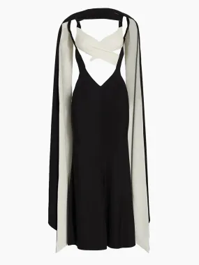 RODARTE Silk Crepe Dress with Crossover Cape