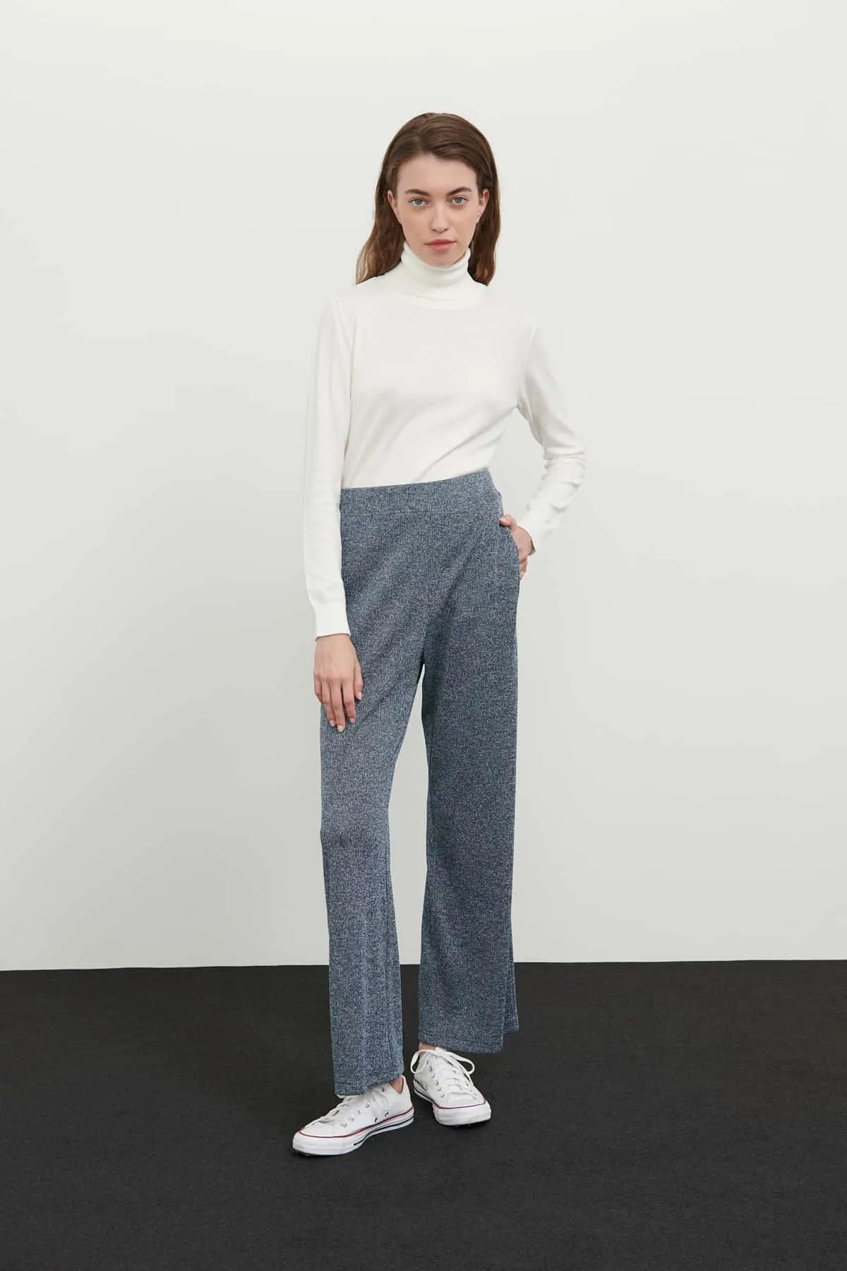 Roman Knitted Wide Leg Trousers Multi Color