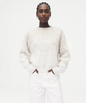 Premium Signature Cashmere Crewneck Sweater with Fair Isle Holiday Design