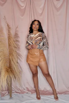 Signature Skort-Camel