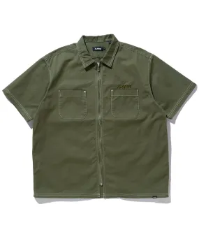 STITCHED ZIP UP S/S WORK SHIRT