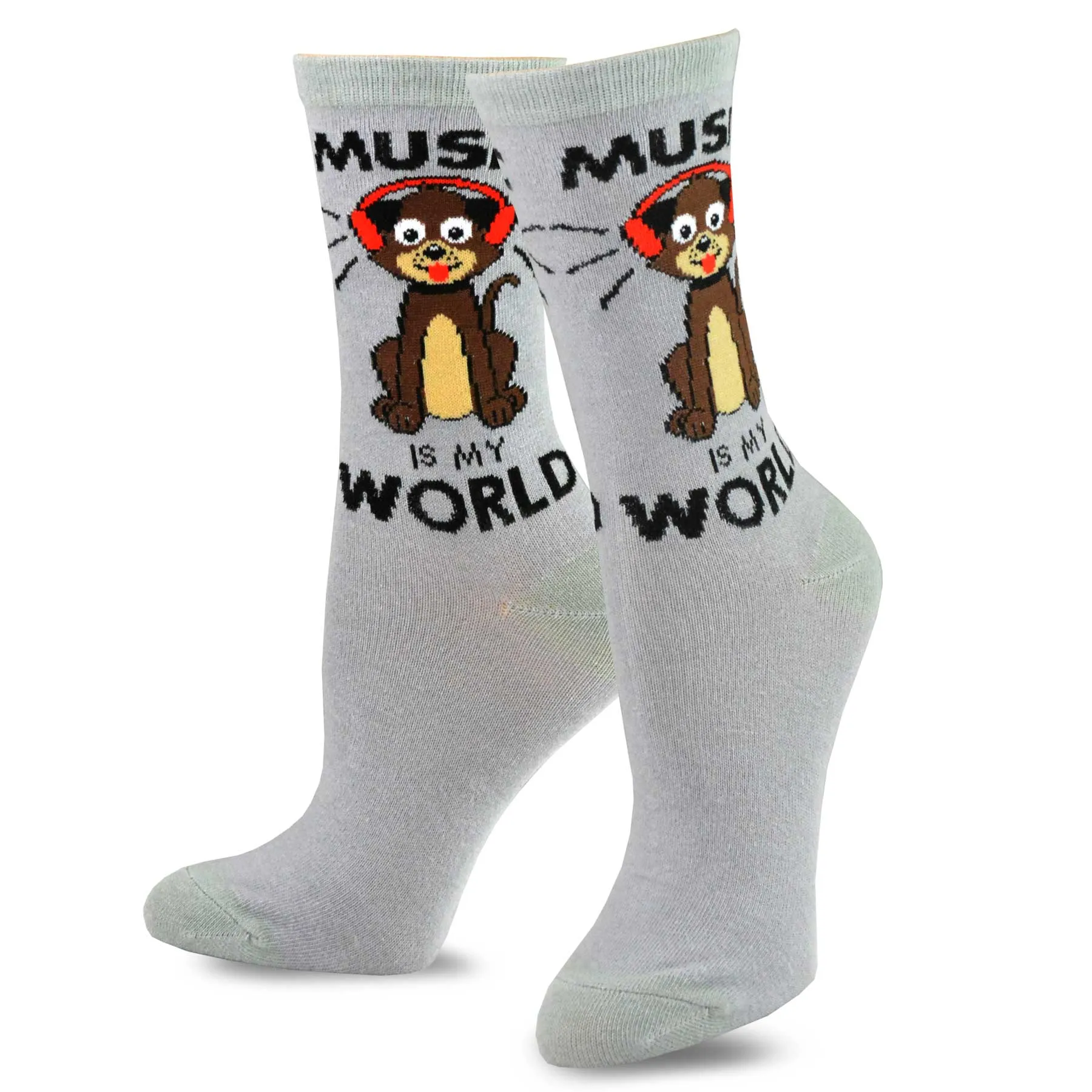 TeeHee Socks Women's Novelty Cotton Crew Animal Music 4-Pack (11997)