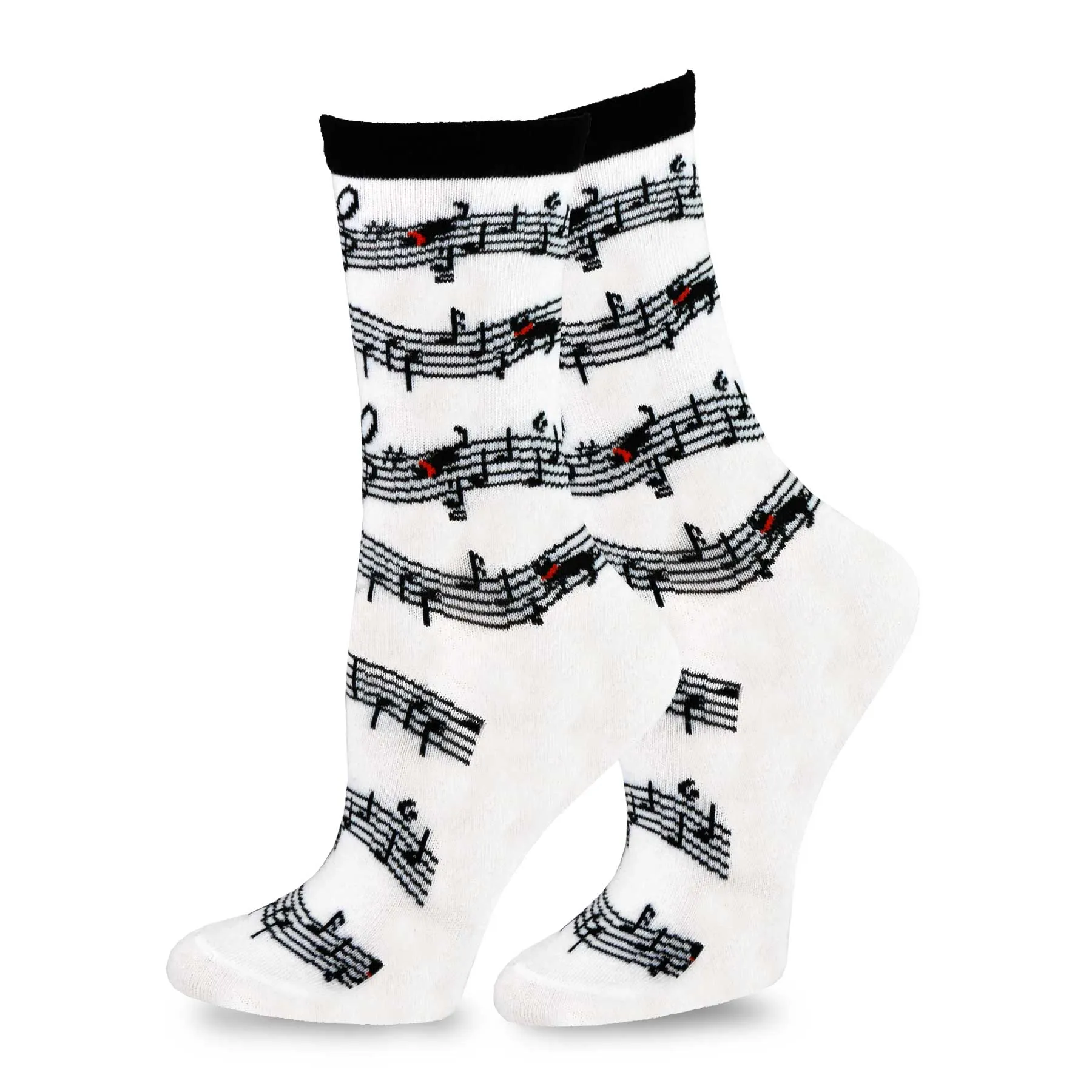 TeeHee Socks Women's Novelty Cotton Crew Animal Music 4-Pack (11997)