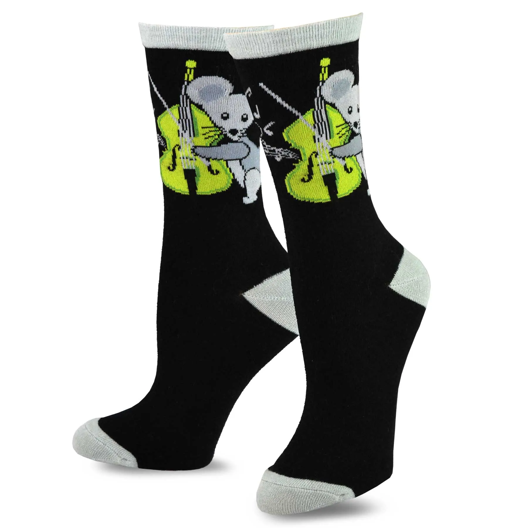 TeeHee Socks Women's Novelty Cotton Crew Animal Music 4-Pack (11997)