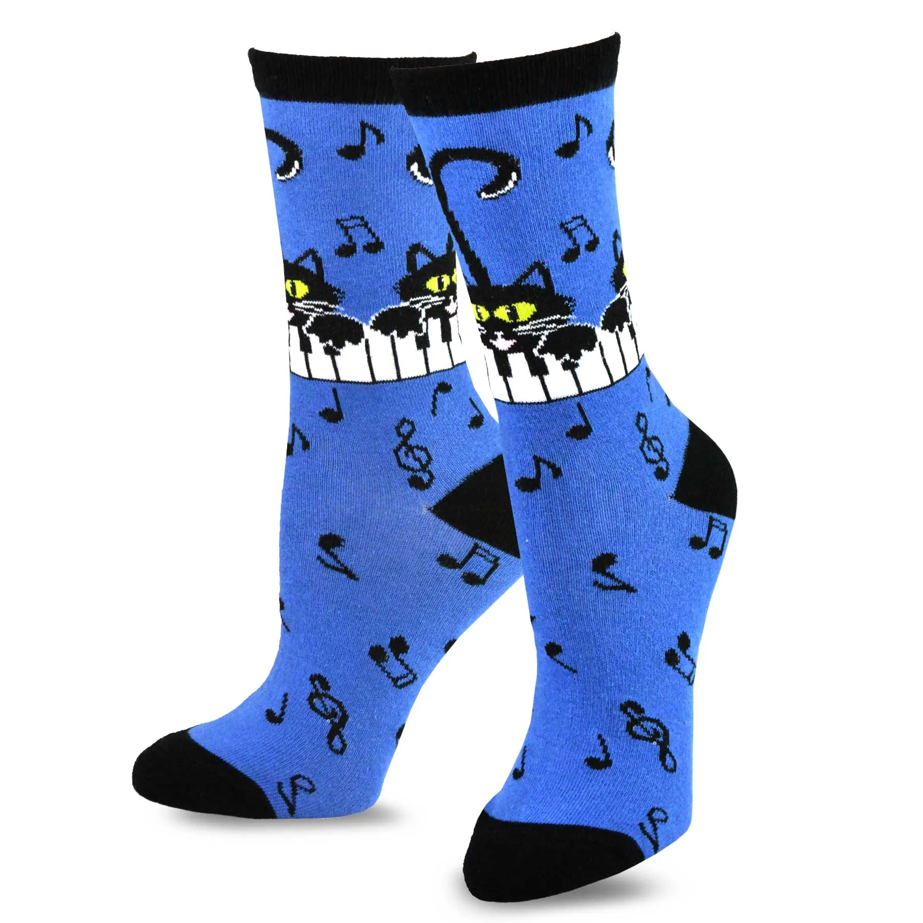 TeeHee Socks Women's Novelty Cotton Crew Animal Music 4-Pack (11997)