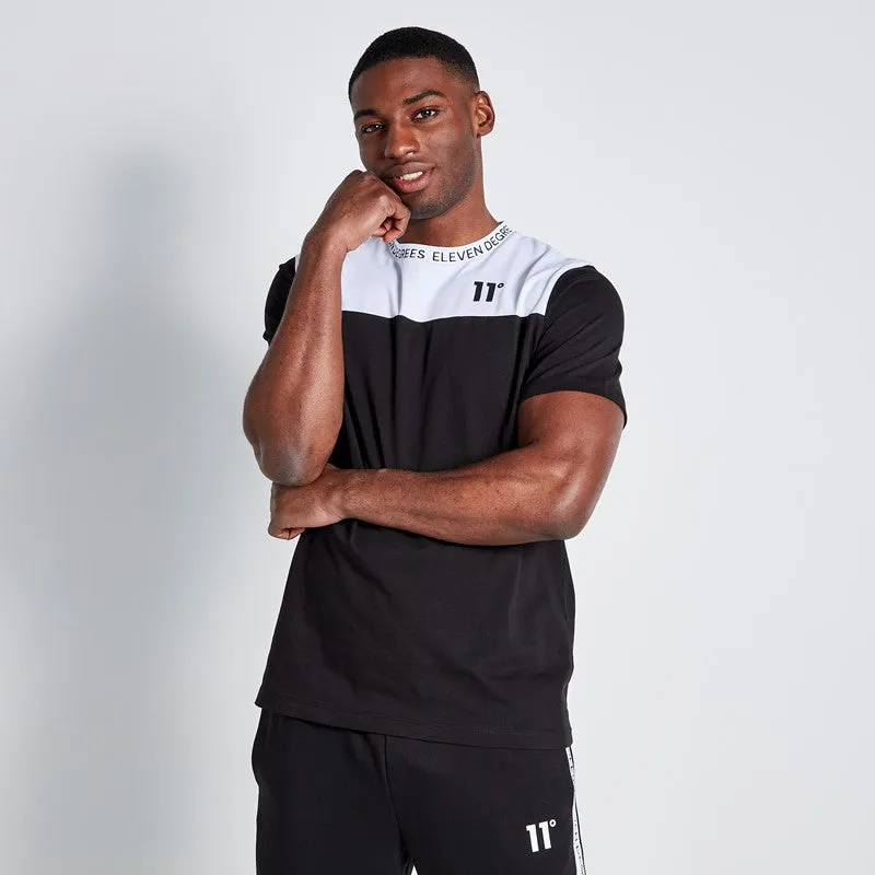 Text Print Block T-Shirt - Black / White