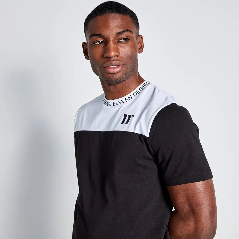 Text Print Block T-Shirt - Black / White