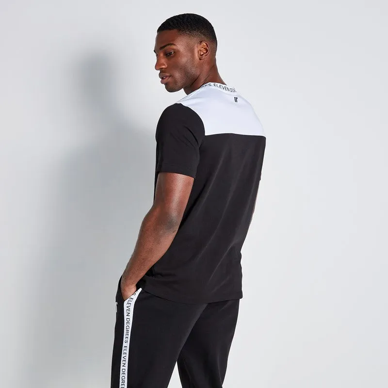 Text Print Block T-Shirt - Black / White