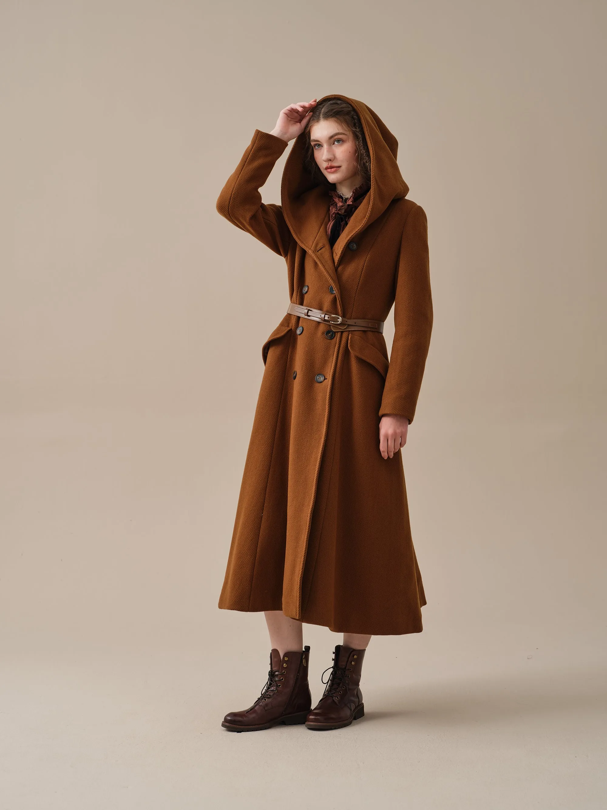 Trista 24 | 100% twill wool hooded coat