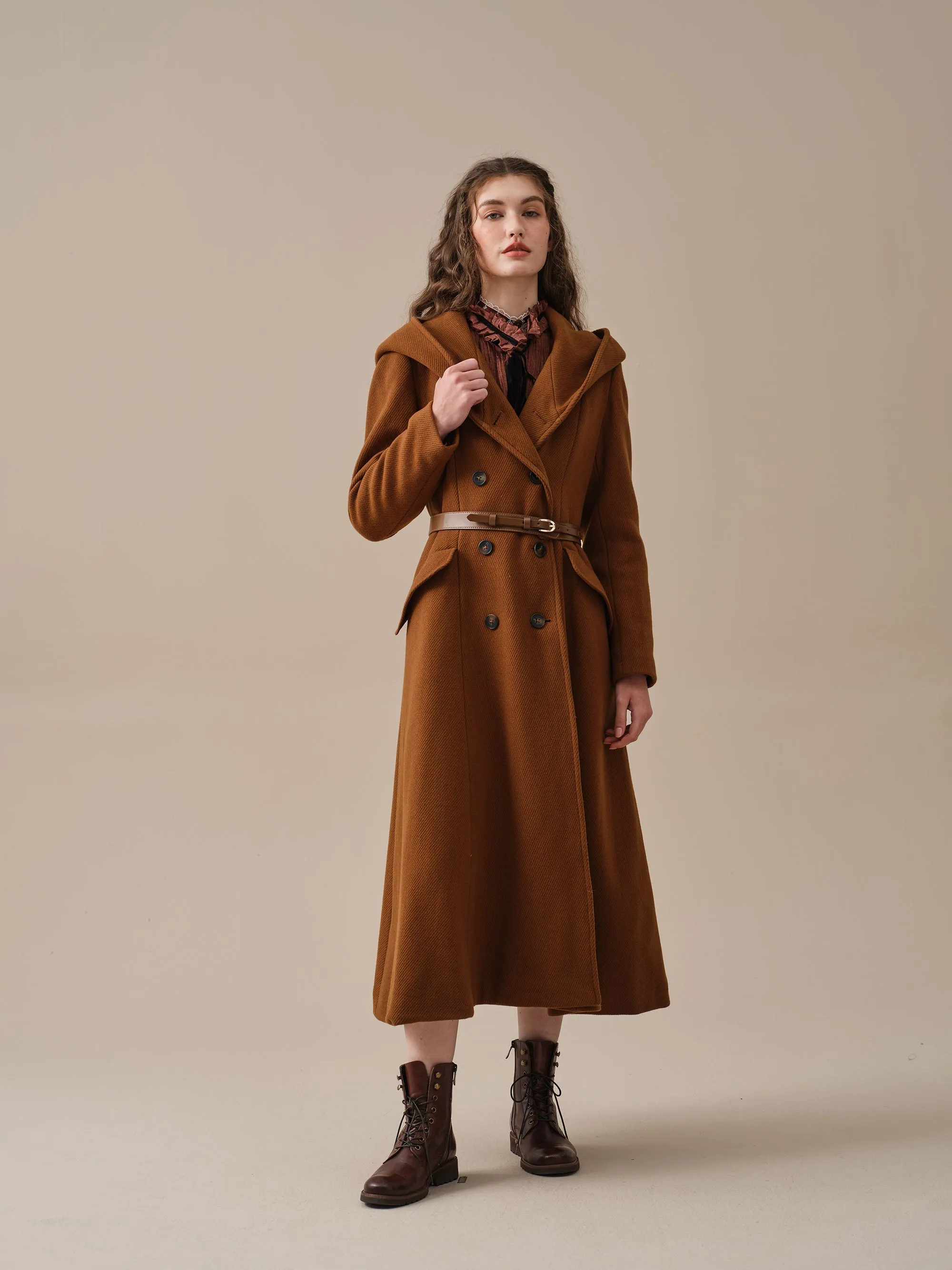 Trista 24 | 100% twill wool hooded coat