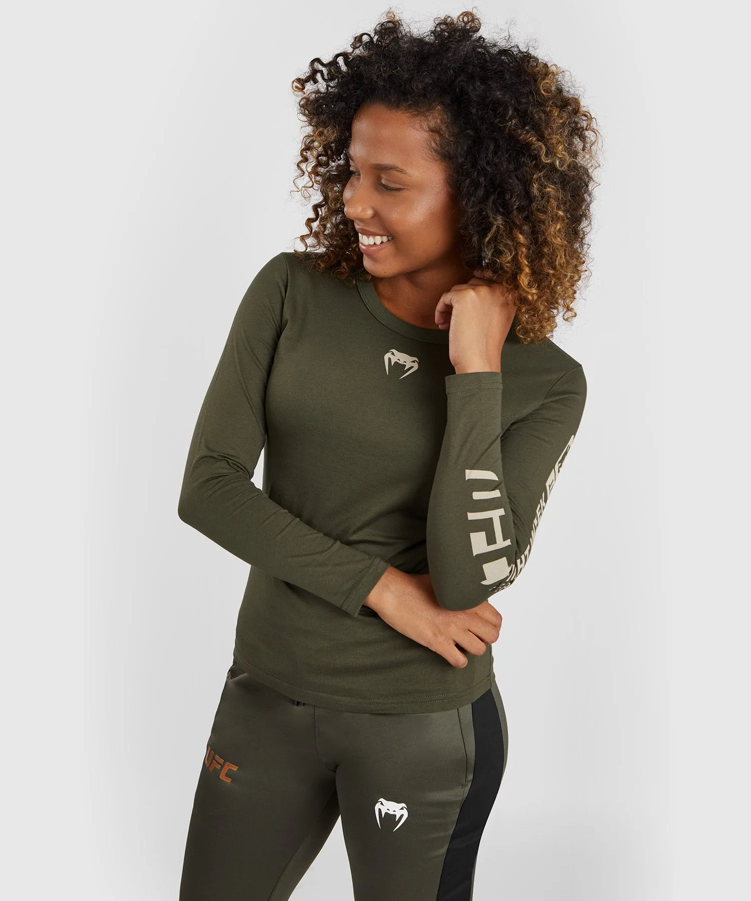 UFC Adrenaline by Venum Fight Week  Women’s Long-sleeve Cotton T-shirt - Khaki/Bronze