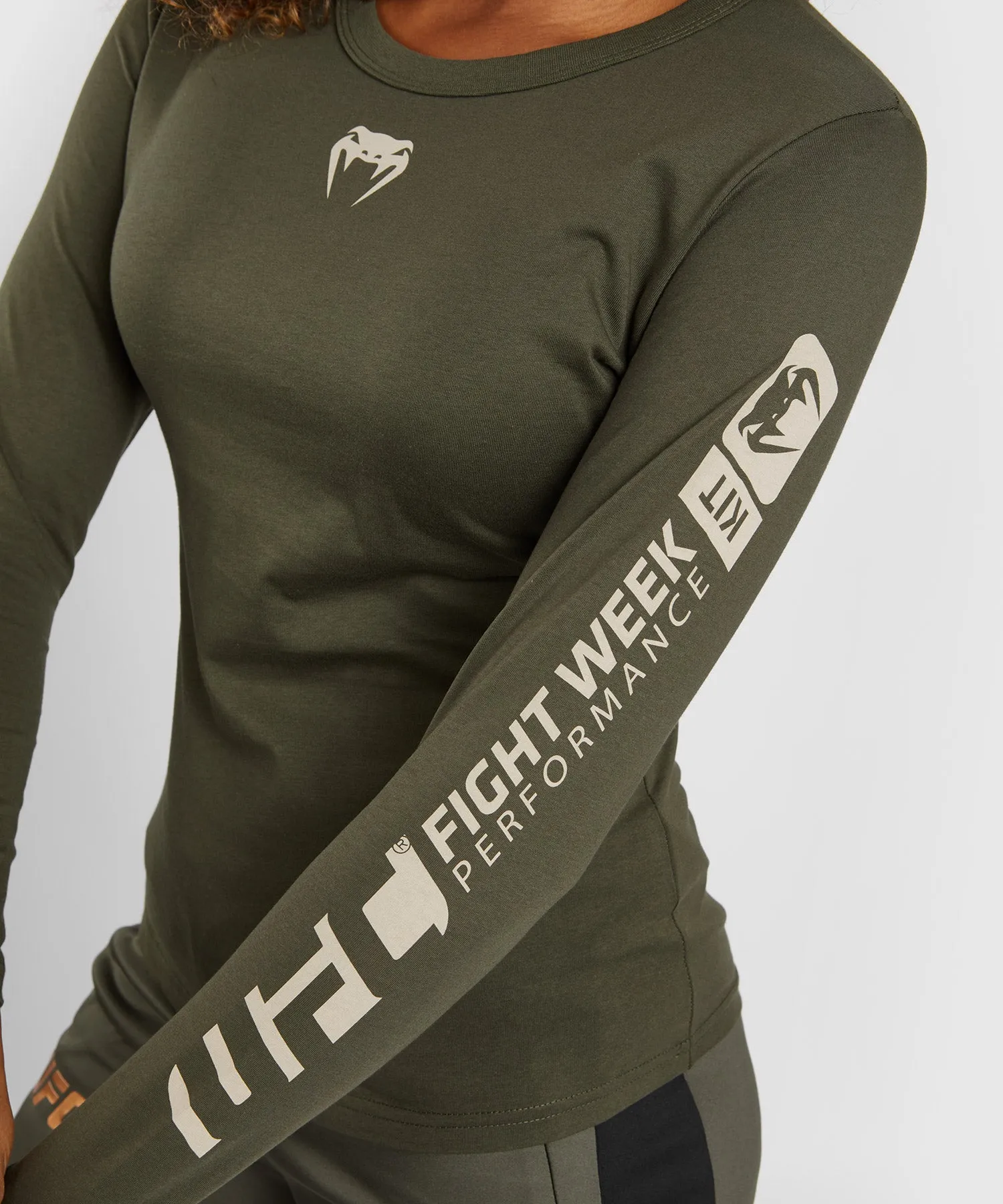 UFC Adrenaline by Venum Fight Week  Women’s Long-sleeve Cotton T-shirt - Khaki/Bronze