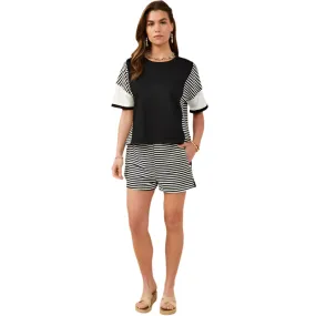 Women's Hayden Color block Stripe Insert Knit T-shirt  HY9284