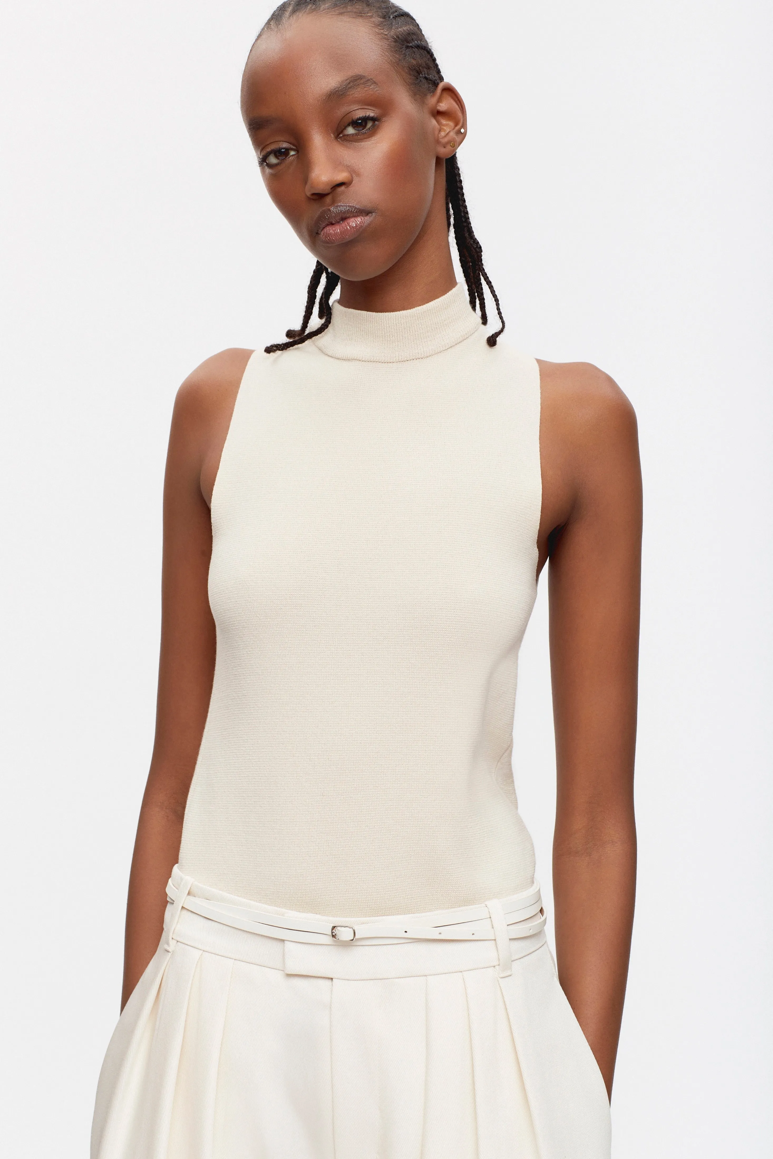 Women's Knit Mock Tank in Birch