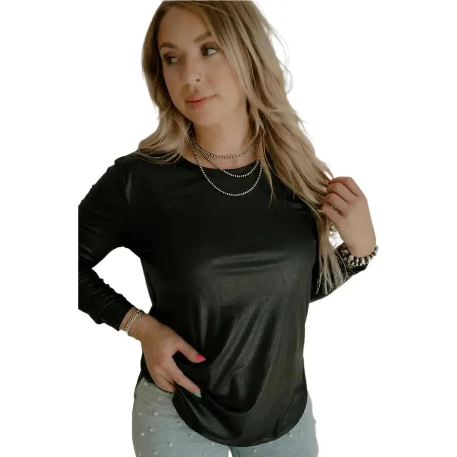 Women's TwoFly Swanky Leather Oversized Blouse